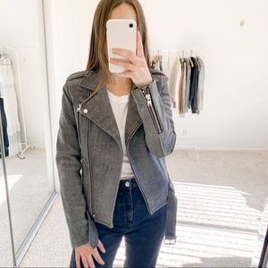 IRO Junmie Leather Belted Motto Biker Jacket in Gray Size XS/2